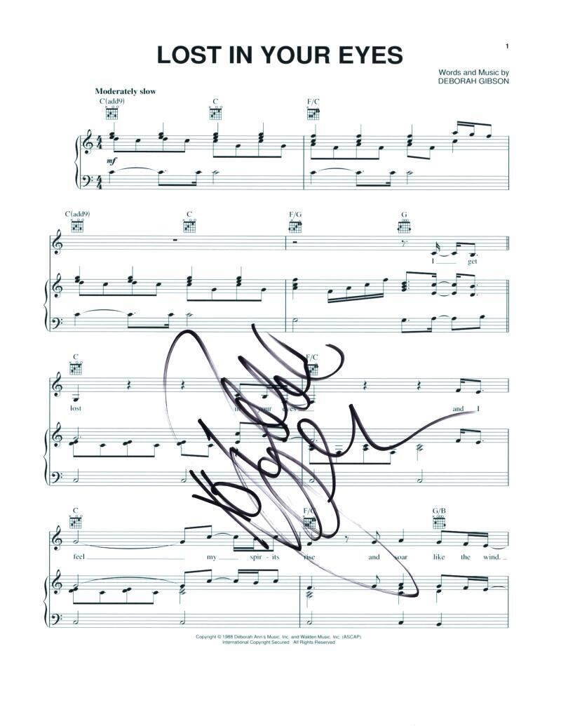 Debbie Gibson Signed Autograph Lost In Your Eyes Sheet Music - Out of the Blue