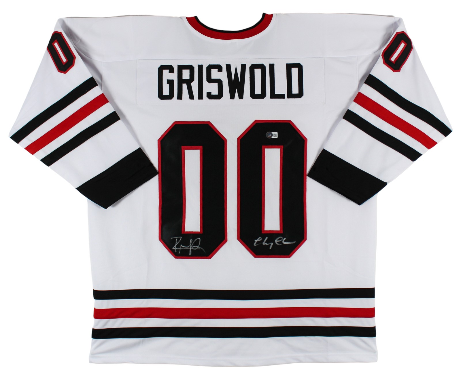 Chevy Chase & Randy Quaid Christmas Vacation Signed White Pro Style Jersey BAS W
