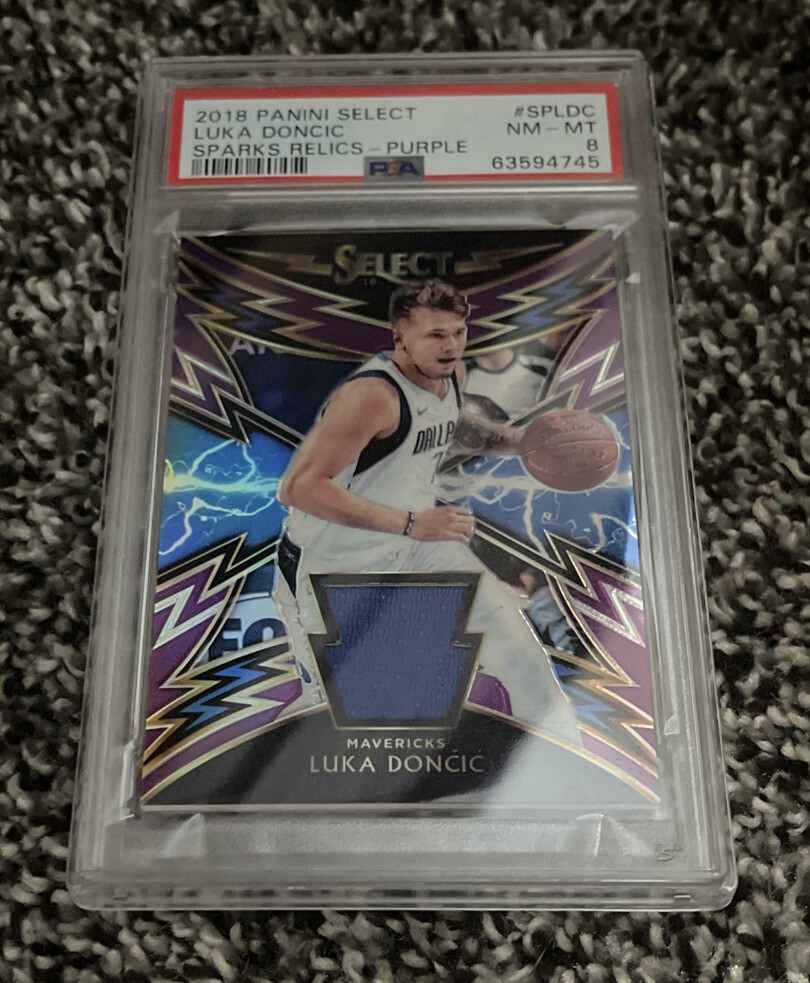 2018 Select Sparks Relics Purple Luka Doncic 36/99 Jersey RC Gem Mint PSA 8
