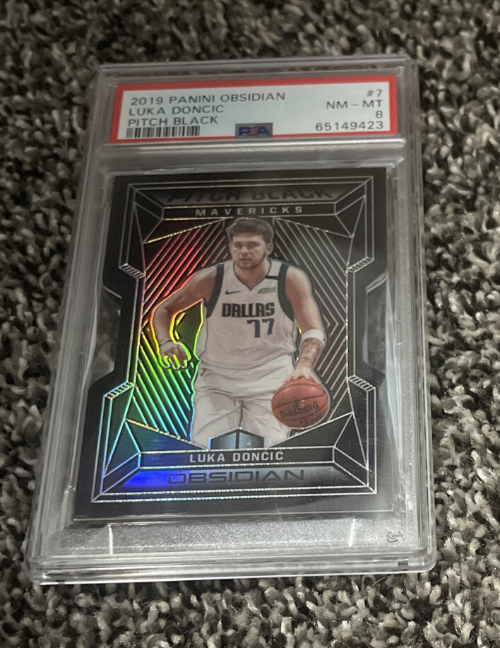 2019 Obsidian #7 Pitch Black #'ed /99 Luka Doncic Dallas Mavericks PSA 8 NM-MT
