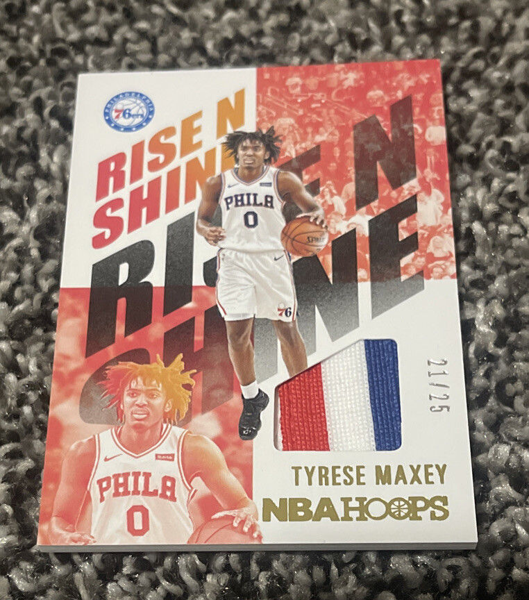 2020-21 NBA Hoops TYRESE MAXEY Rise N Shine Rookie Prime Jersey Patch RC #21/25

