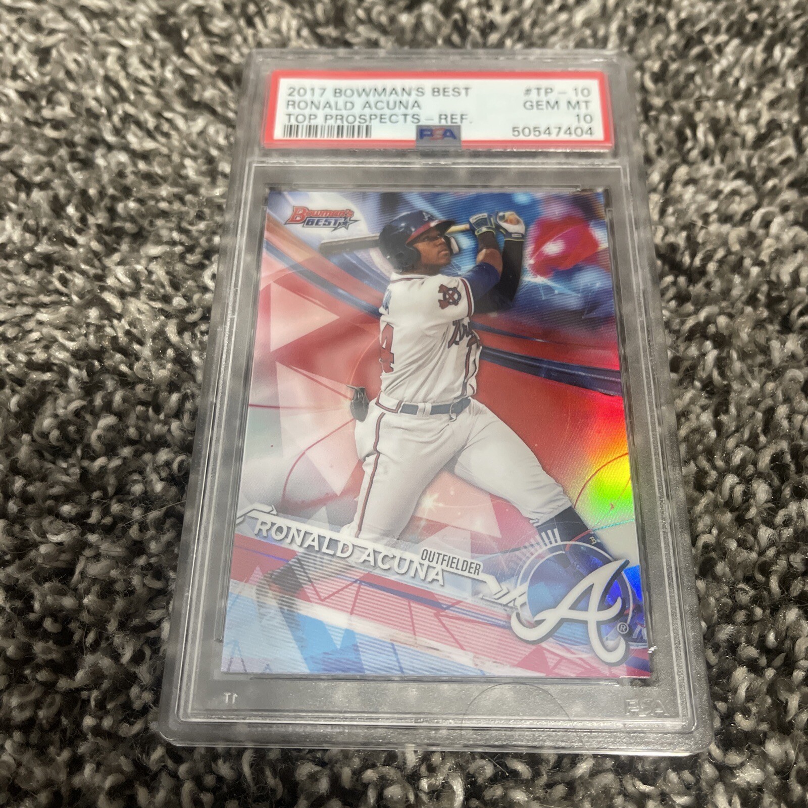 2017 Bowman's Best #TP10 Ronald Acuna Jr. Top Prospect Refractor PSA 10