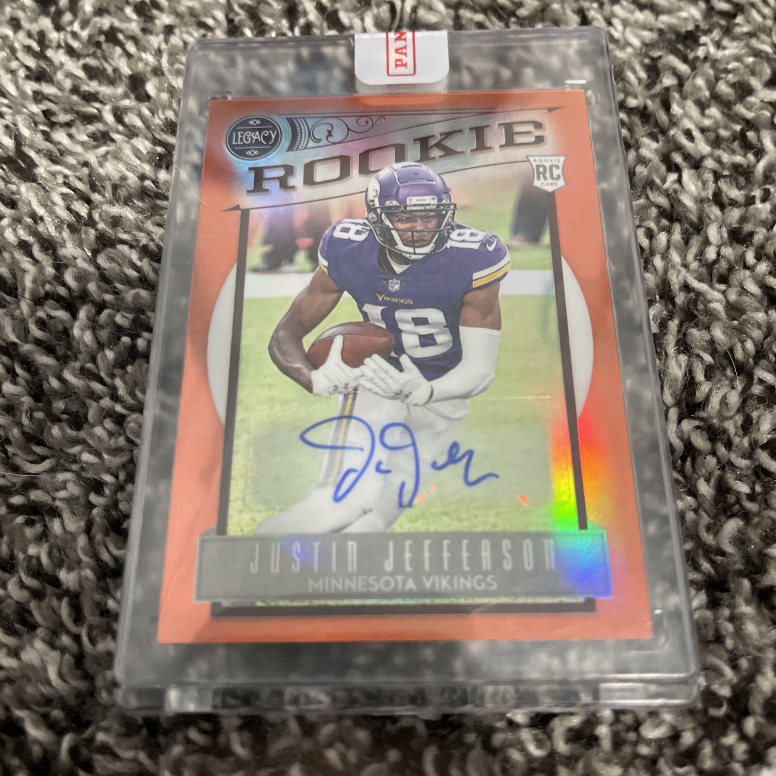 JUSTIN JEFFERSON 2020 CHRONICLES LEGACY ORANGE ROOKIE AUTO #5/35 VIKINGS COLLECTIBLE MEMORABILIA