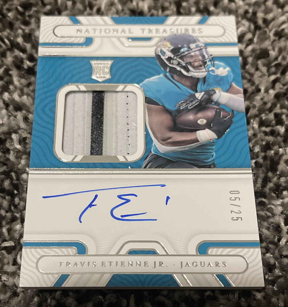 2021 National Treasures TRAVIS ETIENNE JR Rookie Gloves Holo Auto RPA 5/25
