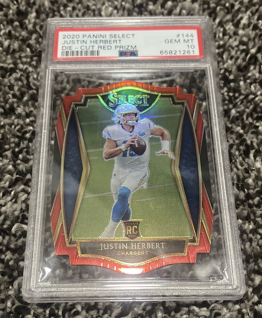 2020 Panini Select Justin Herbert RC Maroon Die-cut Prizm #144 - PSA 10 Rookie
