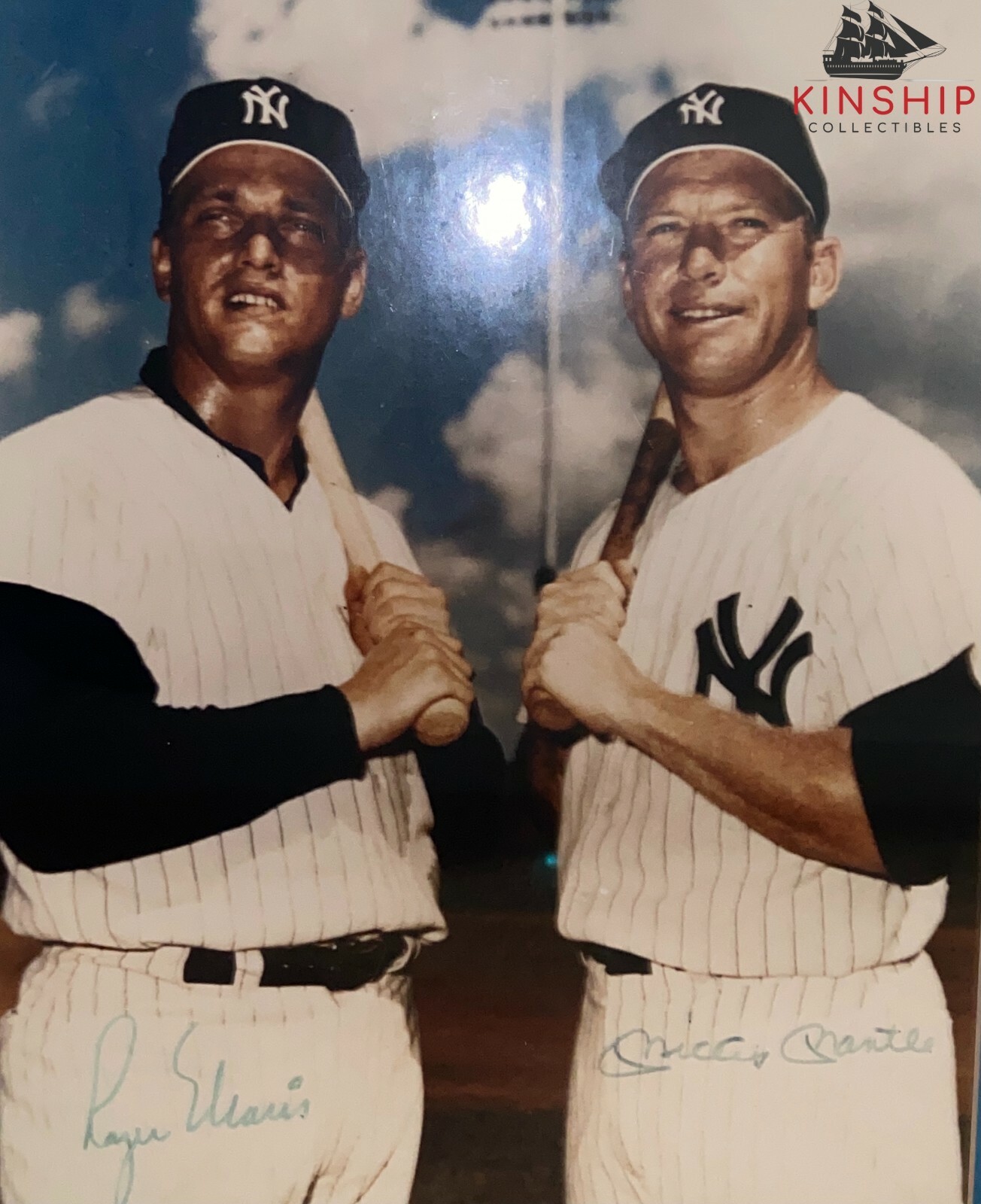 Mickey Mantle & Roger Maris signed 11x14 Photo JSA LOA Yankees HOF Rare B695
