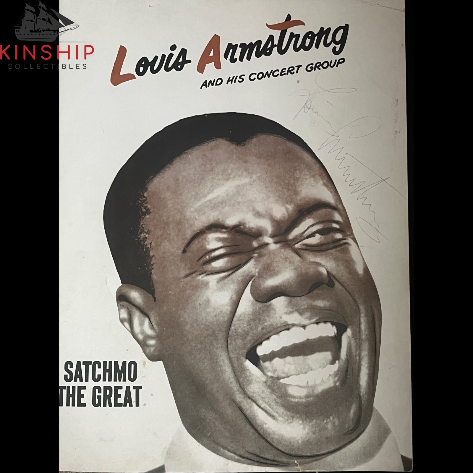 Louis Armstrong signed Concert Program JSA LOA Rare Jazz Auto E182

