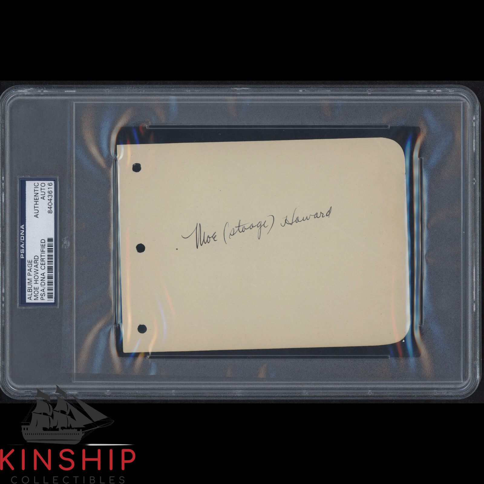 Moe Howard signed Album Page PSA DNA Slabbed 3 Stooges Auto Inscribed C2024
