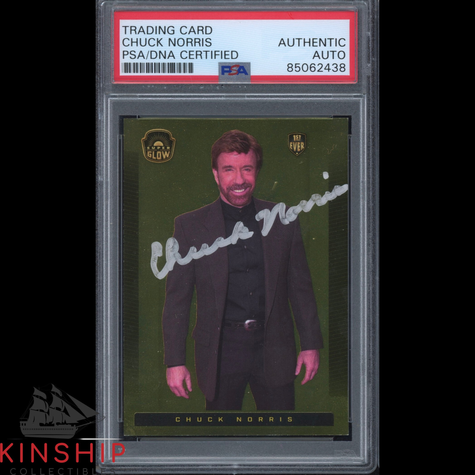 Chuck Norris signed Super Glow Trading Card PSA DNA Slabbed Actor Auto C2059
