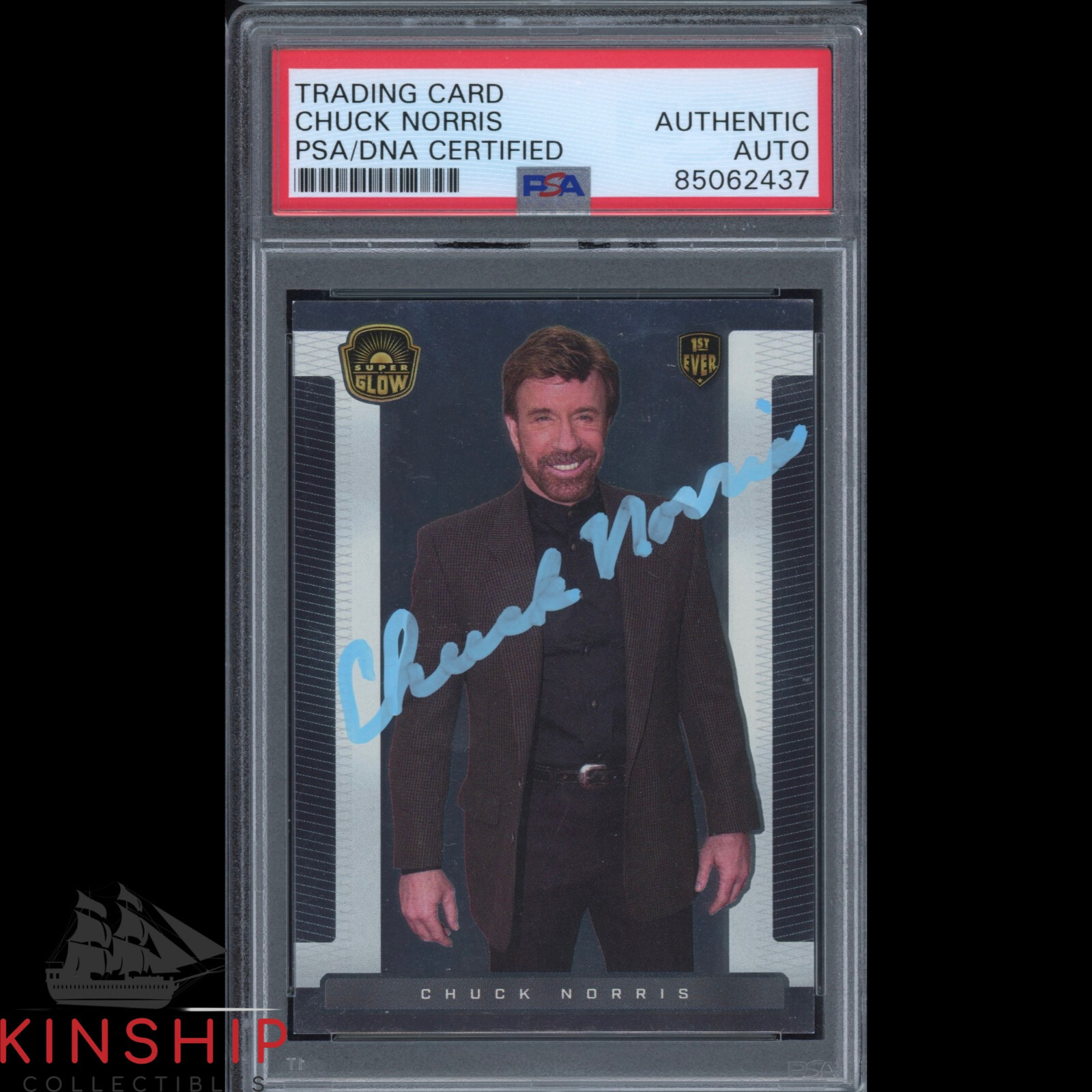 Chuck Norris signed Super Glow Trading Card PSA DNA Slabbed Actor Auto C2060
