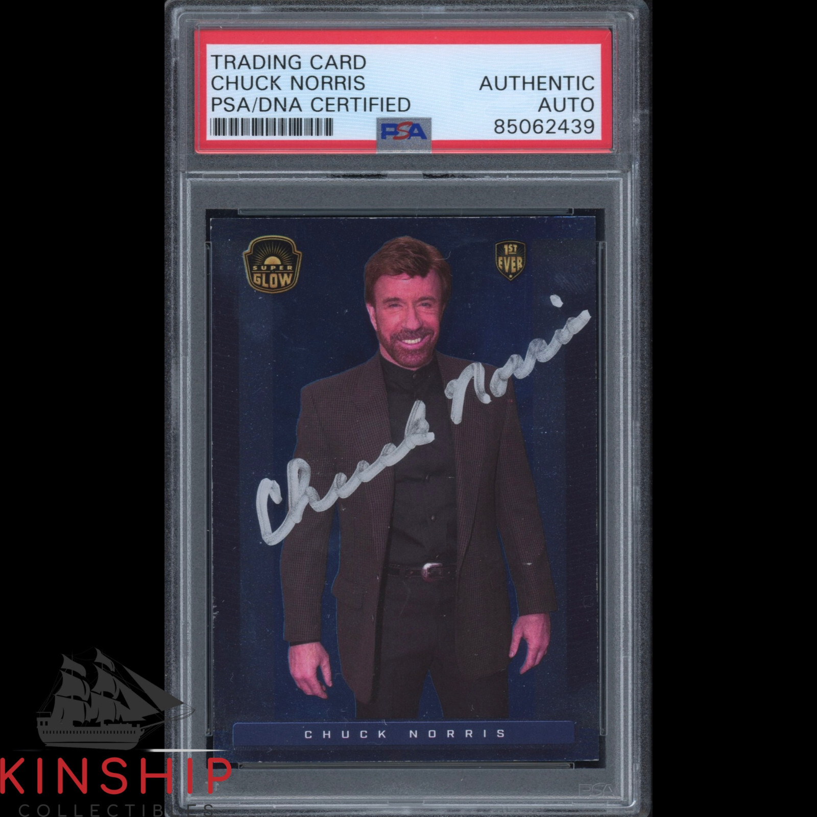 Chuck Norris signed Super Glow Trading Card PSA DNA Slabbed Actor Auto C2062
