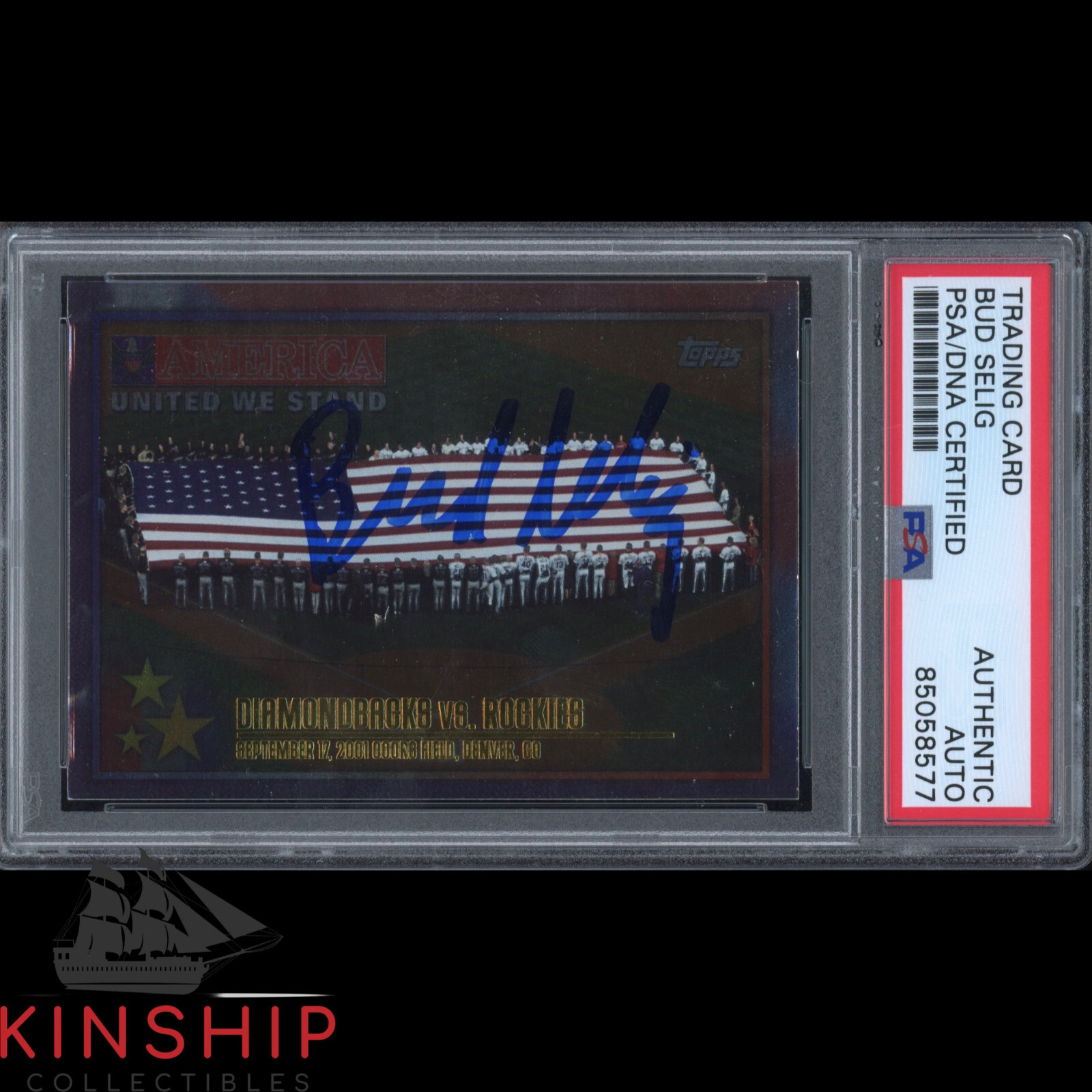 New ListingBud Selig signed 2001 Topps United We Stand Card PSA DNA Slab 357 Auto HOF C2141
