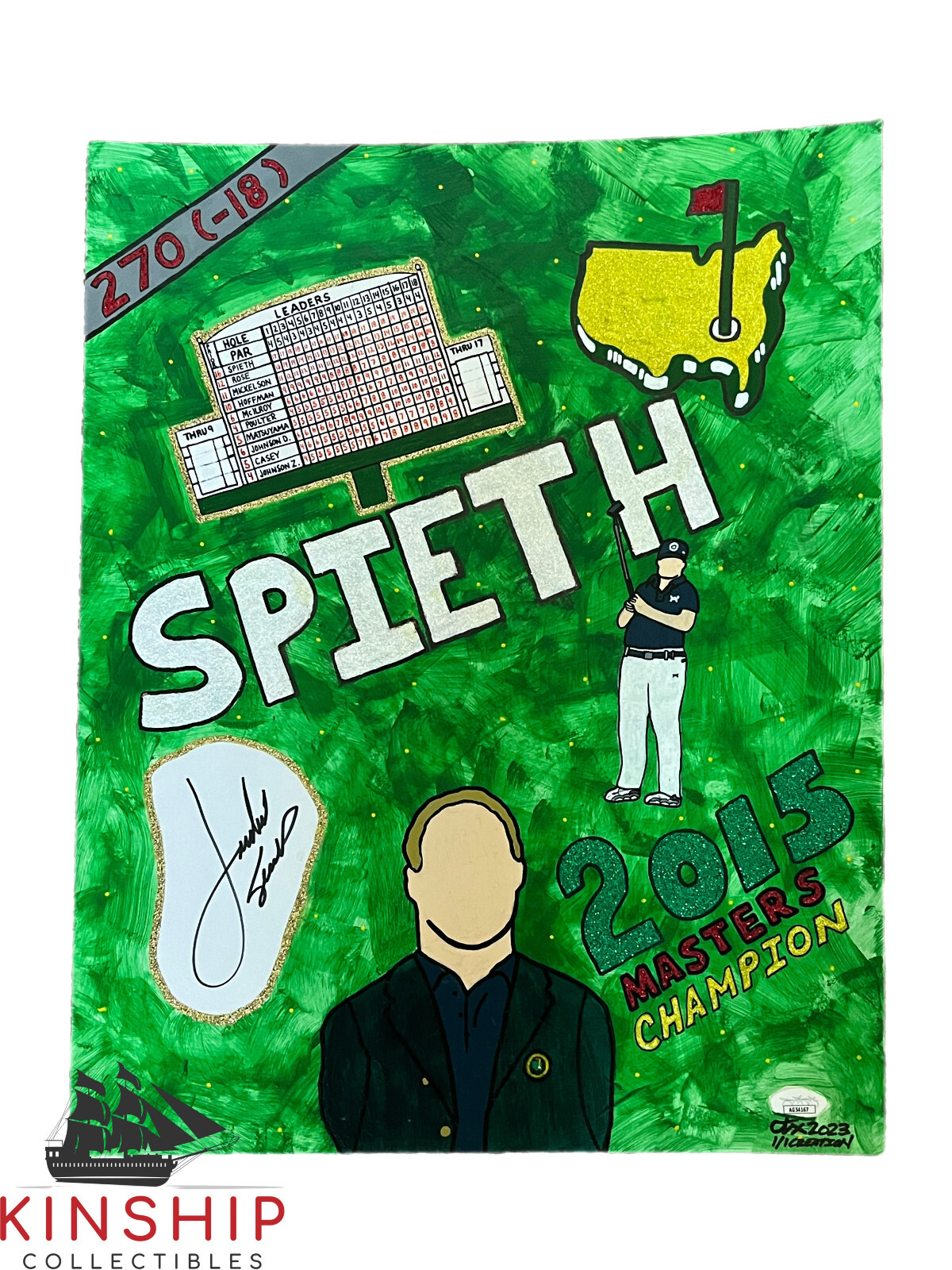 New ListingJordan Spieth signed 2015 Masters Display JSA COA Hand Painted Carter X Y138
