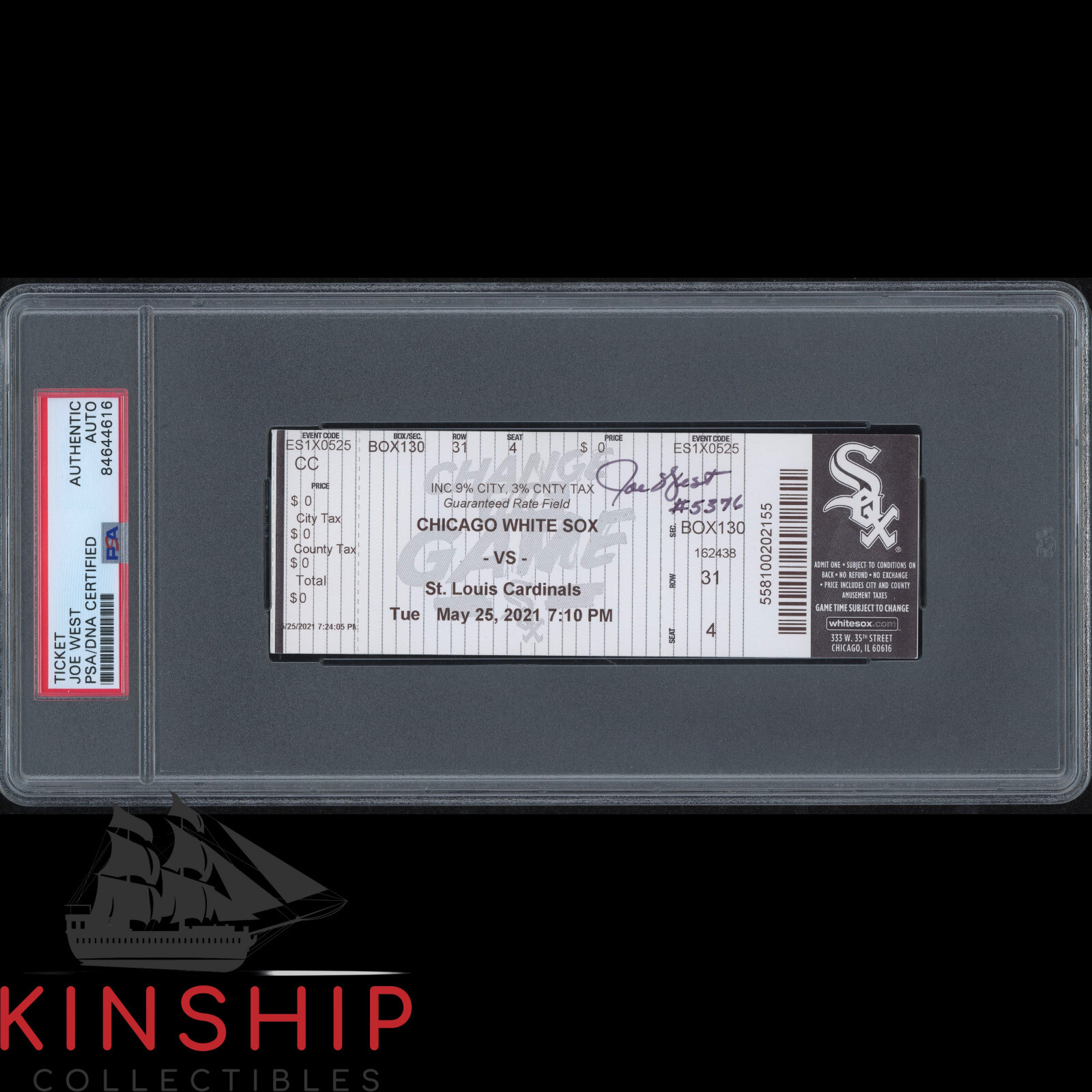 Joe West signed Record Breaking Ticket PSA DNA Slabbed Auto HOF Umpire Rare CQTY