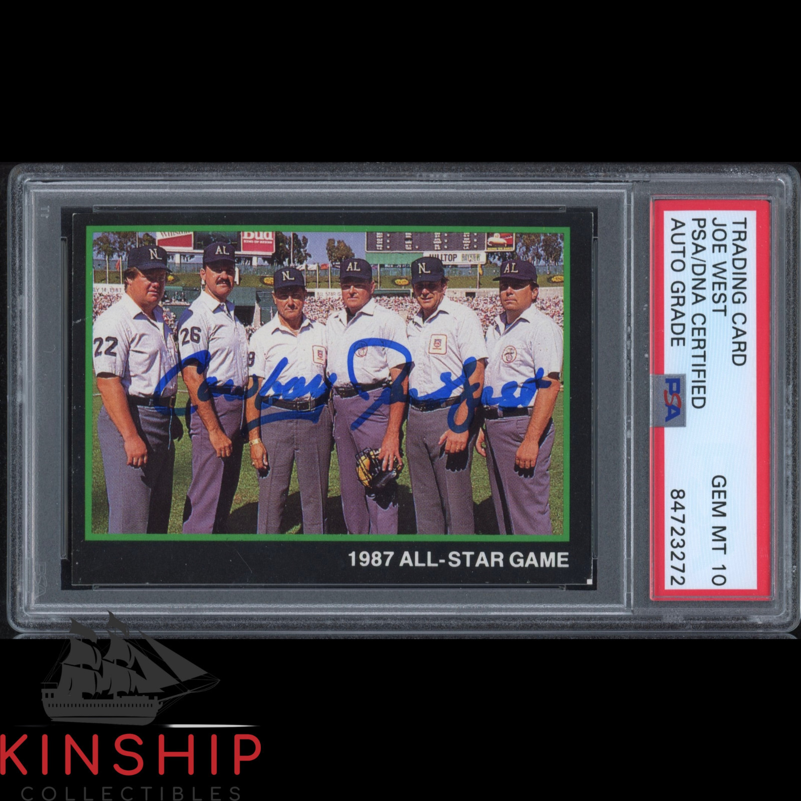 Joe West signed 1988 T & M Sports Trading Card PSA DNA Slabbed Auto 10 HOF C2164