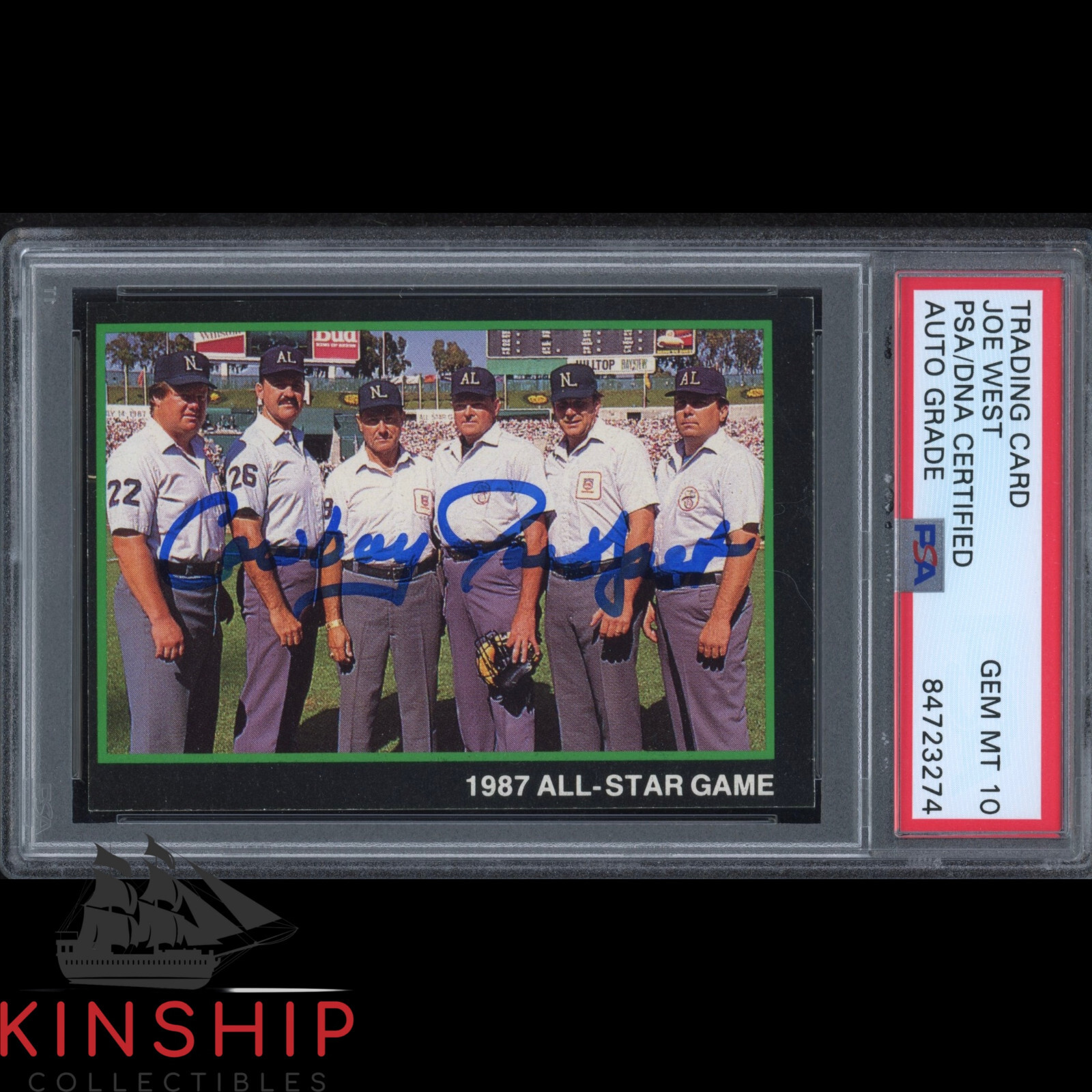 Joe West signed 1988 T & M Sports Trading Card PSA DNA Slabbed Auto 10 HOF C2166