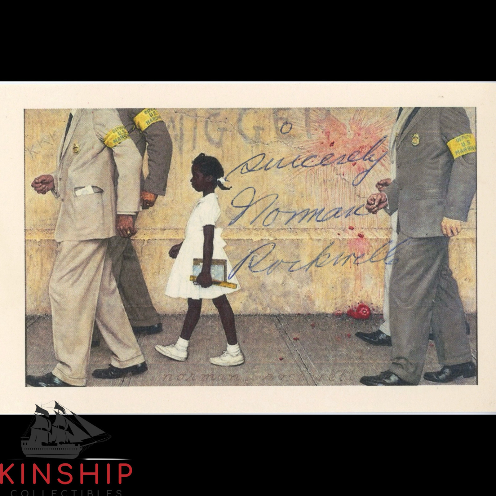 New ListingNorman Rockwell signed Cut Print JSA LOA The Problem We All Live With Rare Z1446