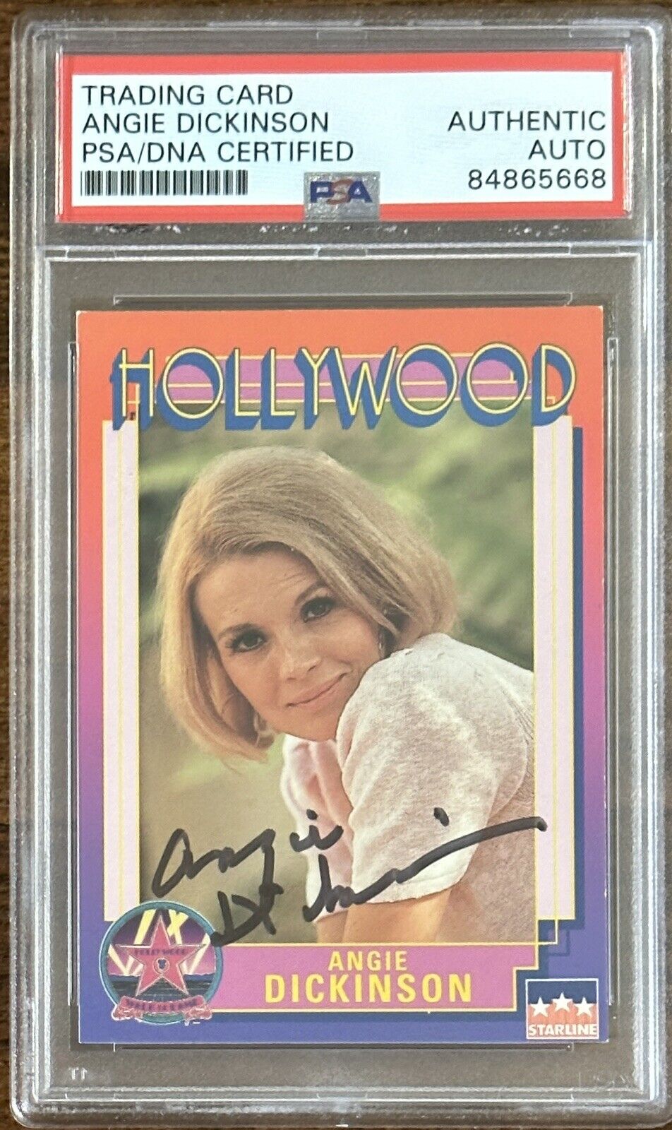 1991 Starline Card Angie Dickinson Signed Super Model Psa Dna Coa 