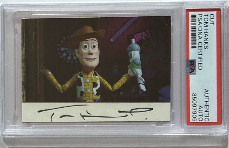 1995 SKYBOX DISNEY TOY STORY TOM HANKS SIGNED WOODY PSA DNA COA AUTOGRAPHED CARD COLLECTIBLE MEMORABILIA