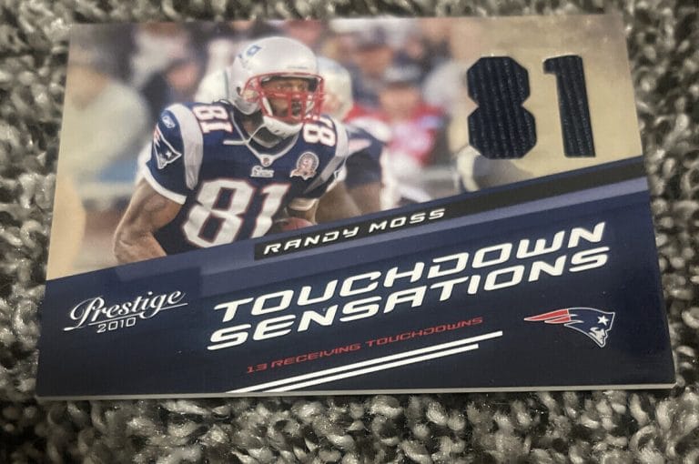 2010 PRESTIGE TOUCHDOWN SENSATIONS RANDY MOSS JERSEY RELIC 166/250 COLLECTIBLE MEMORABILIA
