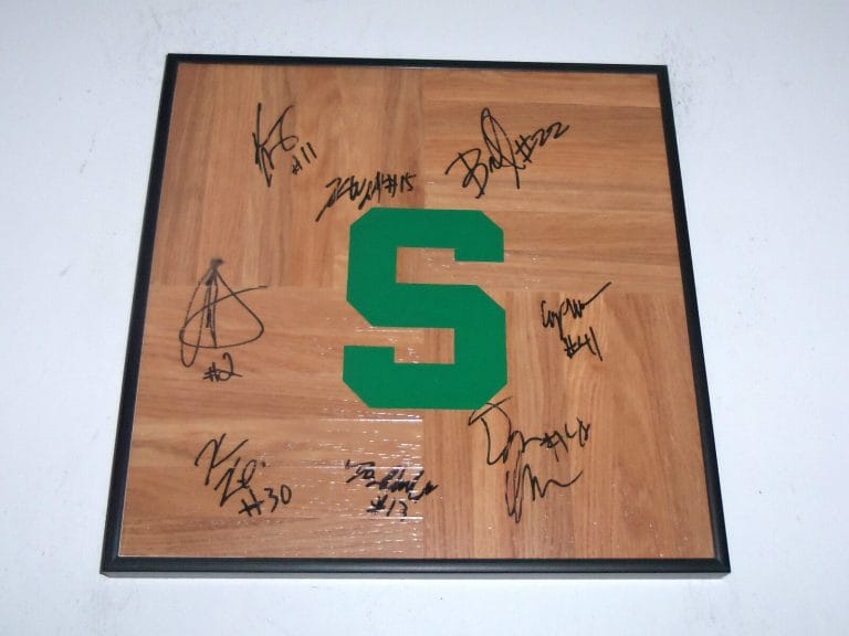 2013 MICHIGAN STATE SPARTANS TEAM SIGNED AUTOGRAPHED FRAMED BASKETBALL FLOOR COA
 COLLECTIBLE MEMORABILIA