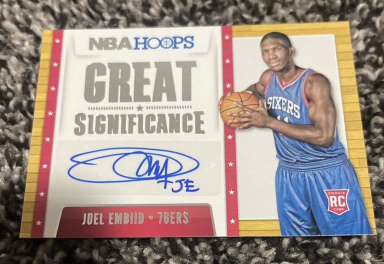 2014-15 JOEL EMBIID AUTO HOOPS #73 GREAT SIGNIFICANCE RC AUTOGRAPH SSP 76ERS MVP COLLECTIBLE MEMORABILIA