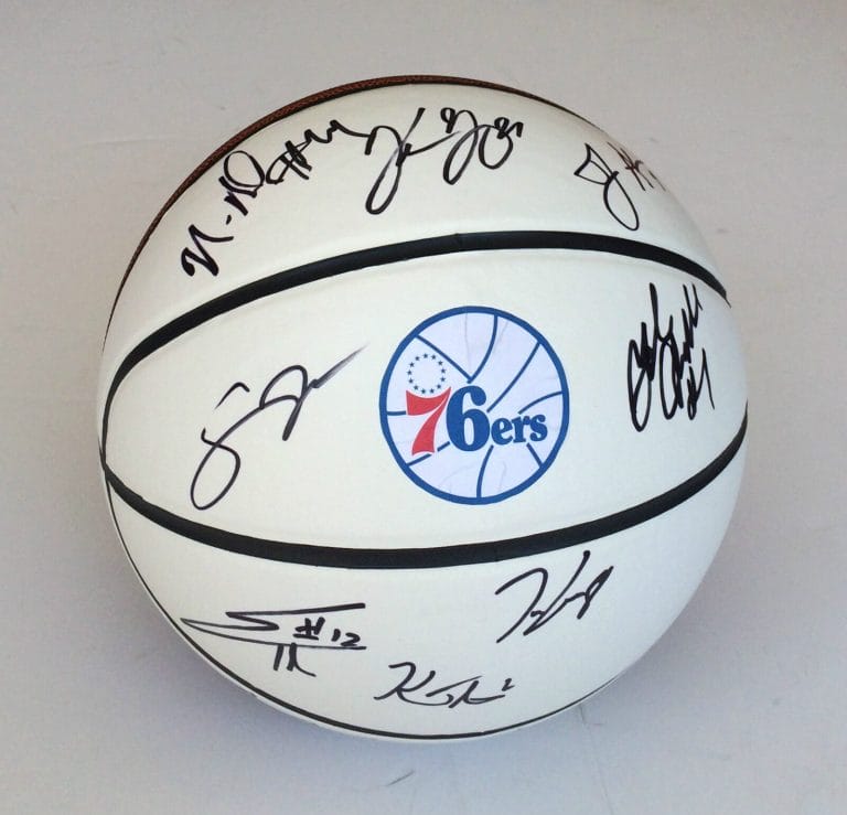 2014 PHILADELPHIA 76ERS TEAM SIGNED AUTOGRAPHED BASKETBALL CARTER-WILLIAMS ++
 COLLECTIBLE MEMORABILIA