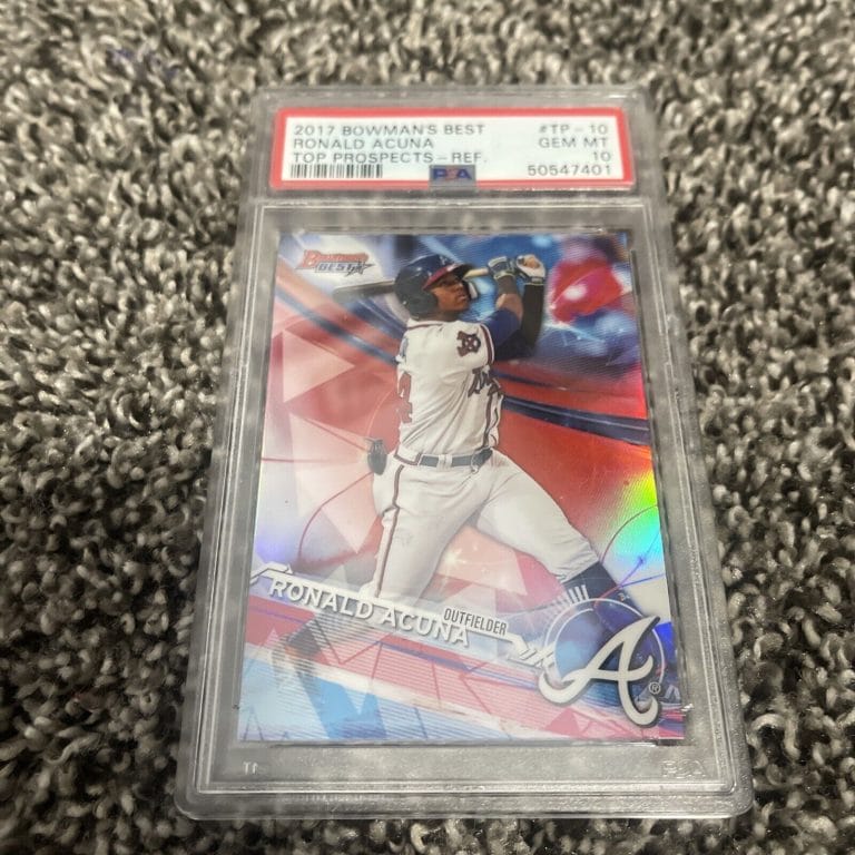 2017 BOWMAN’S BEST #TP10 RONALD ACUNA JR. TOP PROSPECT REFRACTOR PSA 10 COLLECTIBLE MEMORABILIA