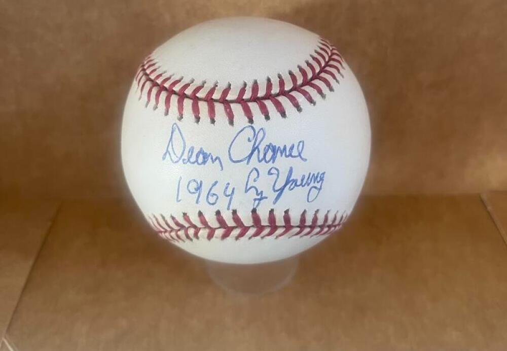 DEAN CHANCE 1969 CY YOUNG SIGNED AUTOGRAPHED M.L. BASEBALL BECKETT AUTH
