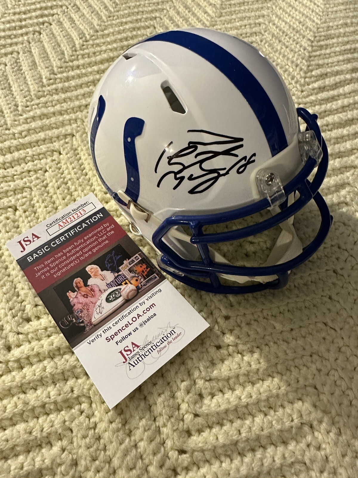 Peyton Manning Signed Colts RC Color Mini Helmet JSA Authenticated COA
