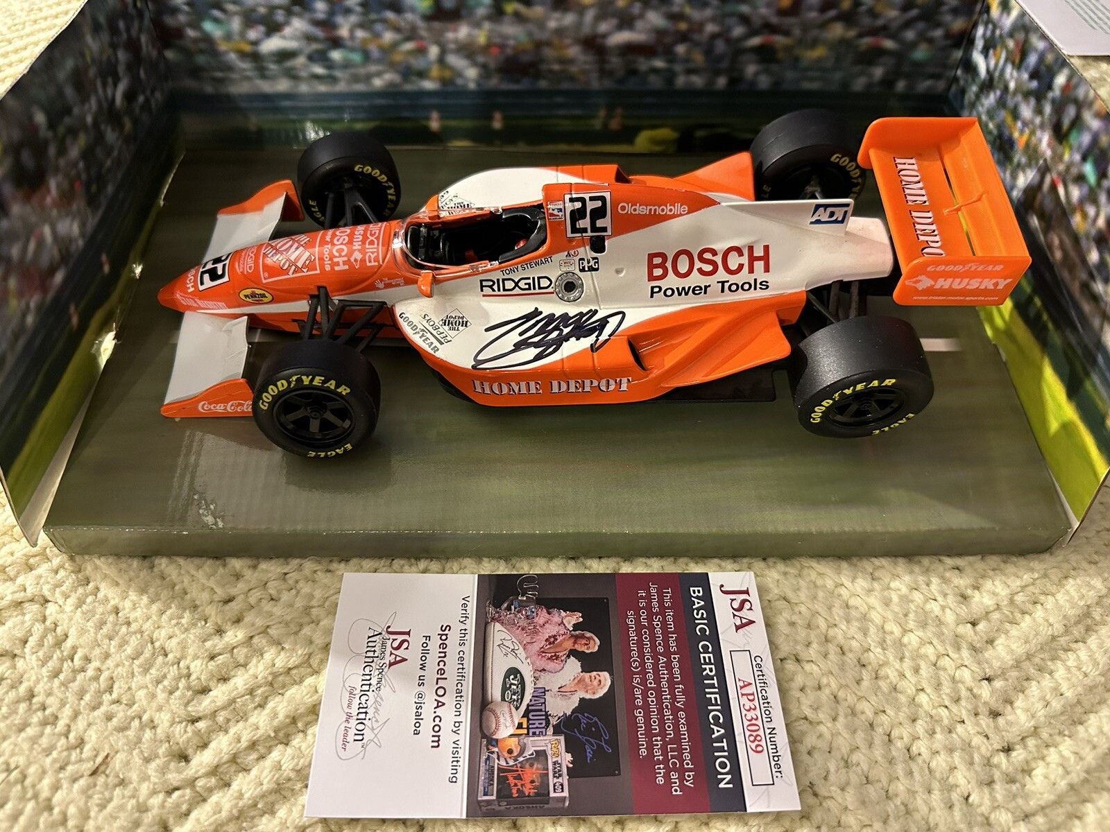 TONY STEWART SIGNED 1:18 SCALE 1997 INDY 500 DIECAST JSA AUTHENTICATION COA COLLECTIBLE MEMORABILIA