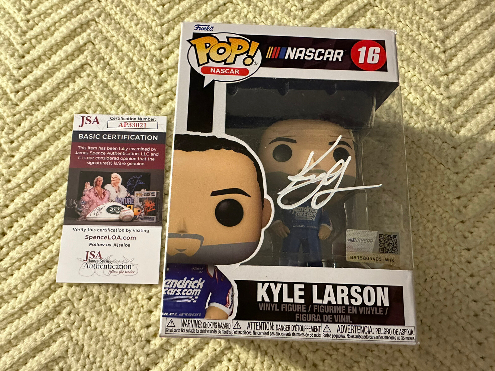 Kyle Larson Signed Funko Pop 16 JSA Authentication COA Nascar Hendrick Racing
