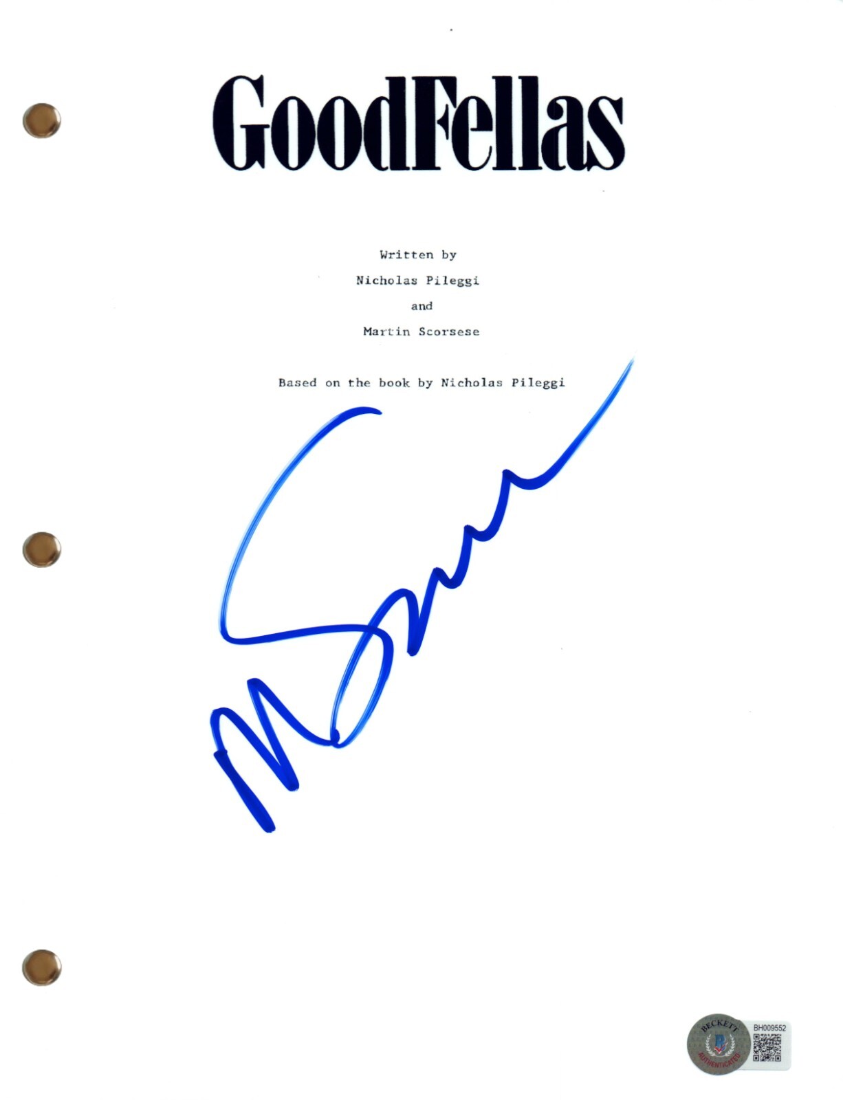 Martin Scorsese Signed Autograph Goodfellas Movie Script Screenplay Beckett COA
