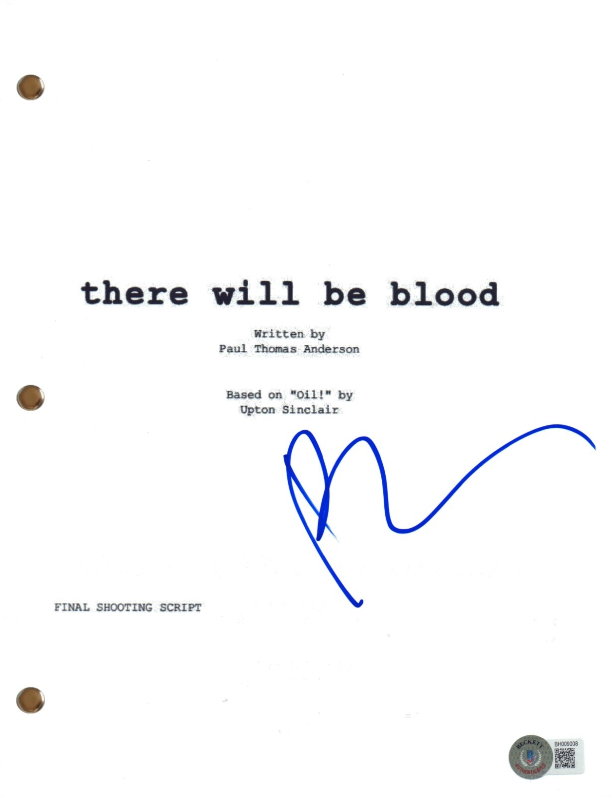 Paul Thomas Anderson Signed Autograph There Will Be Blood Script Screenplay BAS
