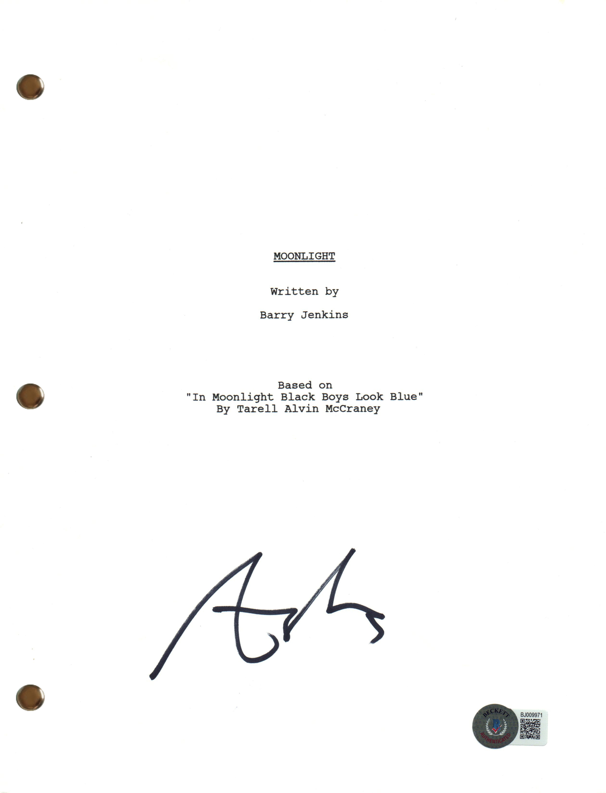 Ashton Sanders Signed Autograph Moonlight Full Movie Script Screenplay BAS COA
