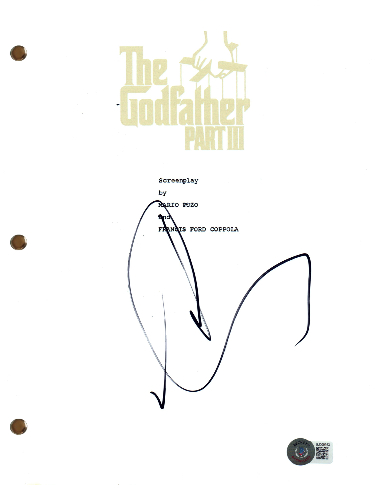 Andy Garcia Signed Autograph The Godfather 3 Full Script Screenplay Beckett COA
