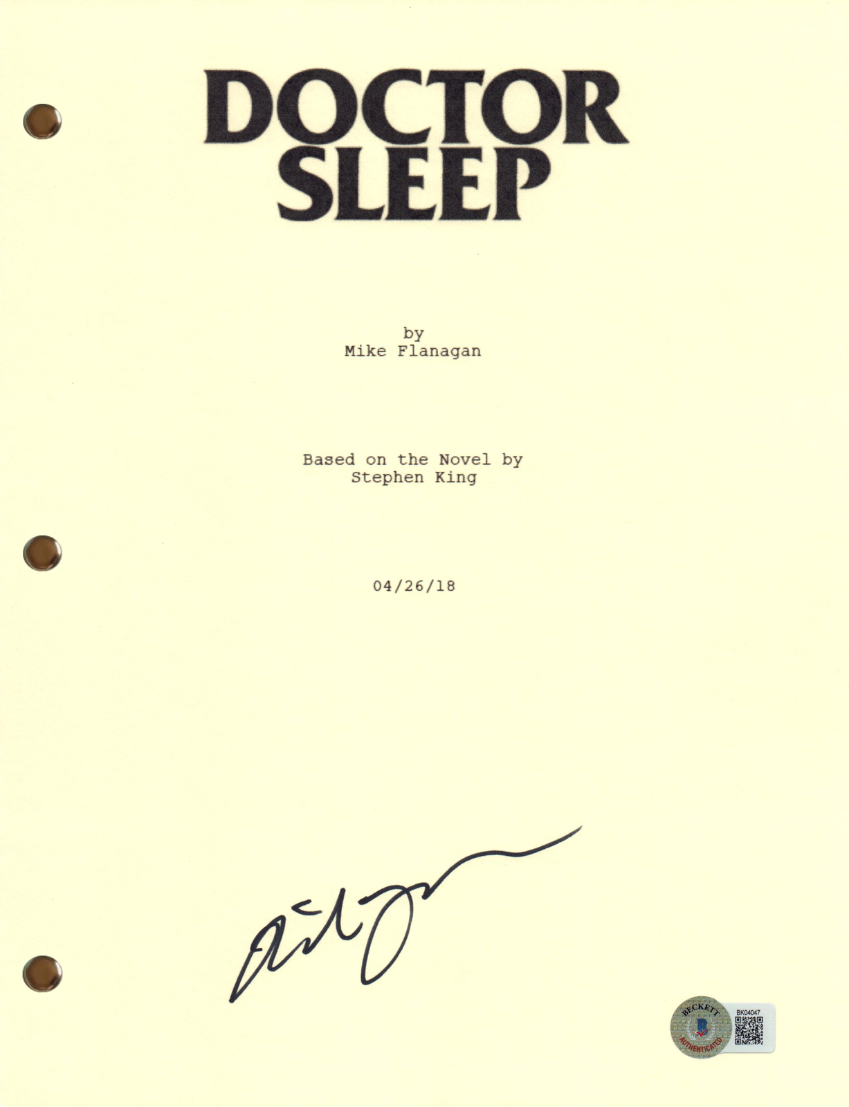 Mike Flanagan Signed Autograph Doctor Sleep Script Full Movie Screenplay BAS COA
