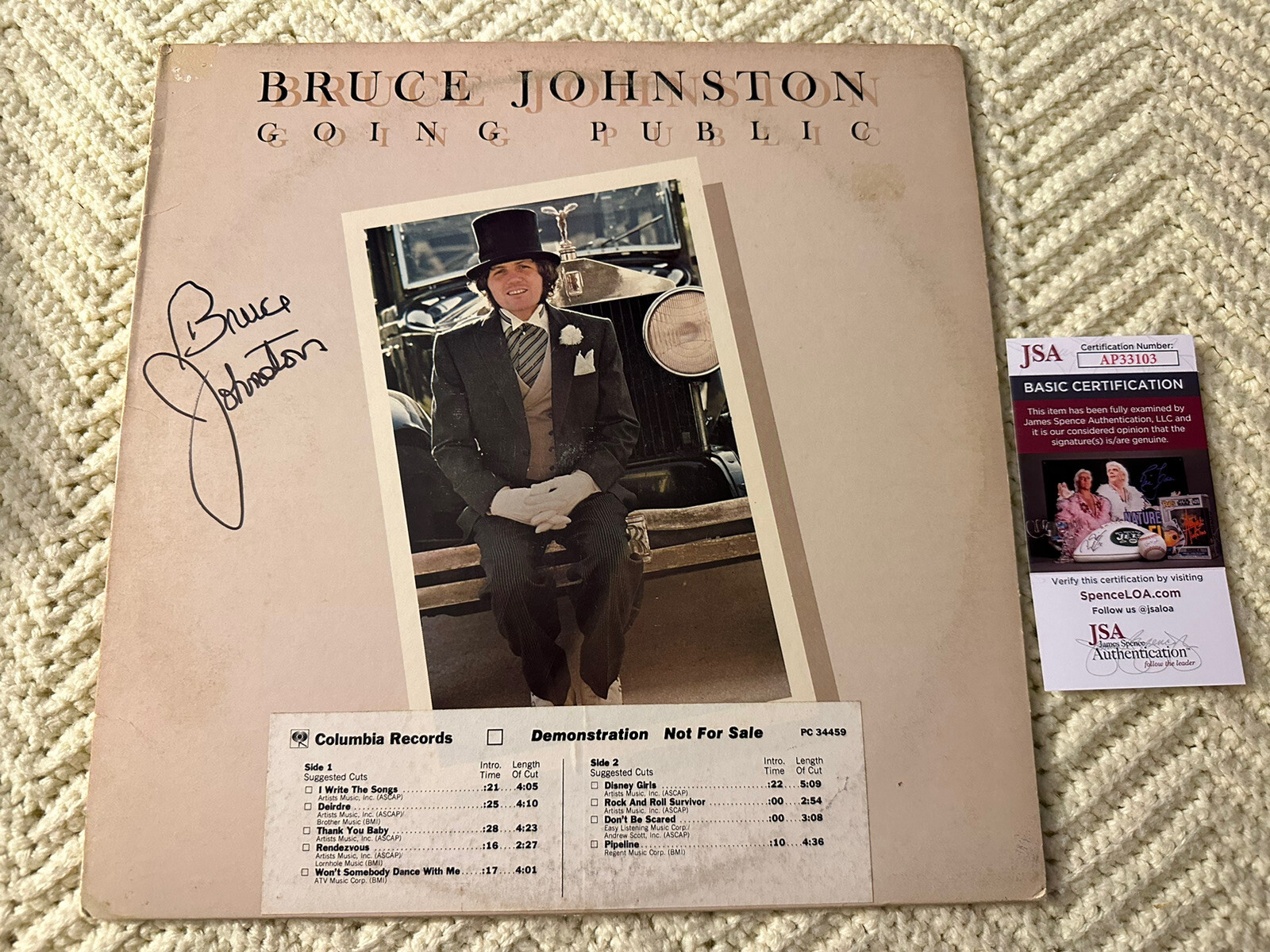Bruce Johnston SIGNED Going Public Vinyl Record ALBUM JSA Authenticated COA Solo

