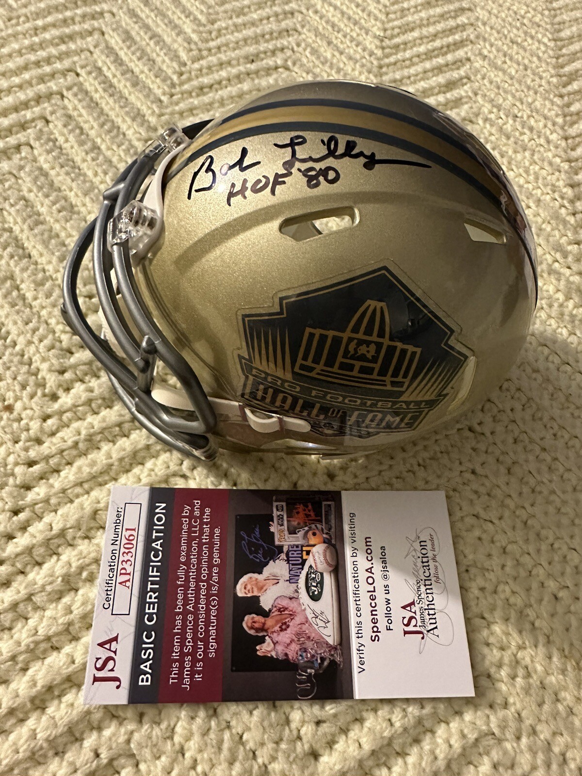 Bob Lilly Signed Dallas Cowboys Mini Helmet Auto JSA Authentication COA HOF
