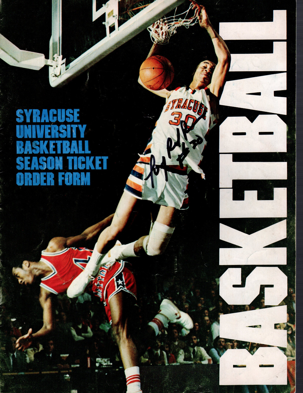 TONY RED BRUIN HAND SIGNED 1980 SYRACUSE BASKETBALL SEASON TICKET ORDER FORM+COA
