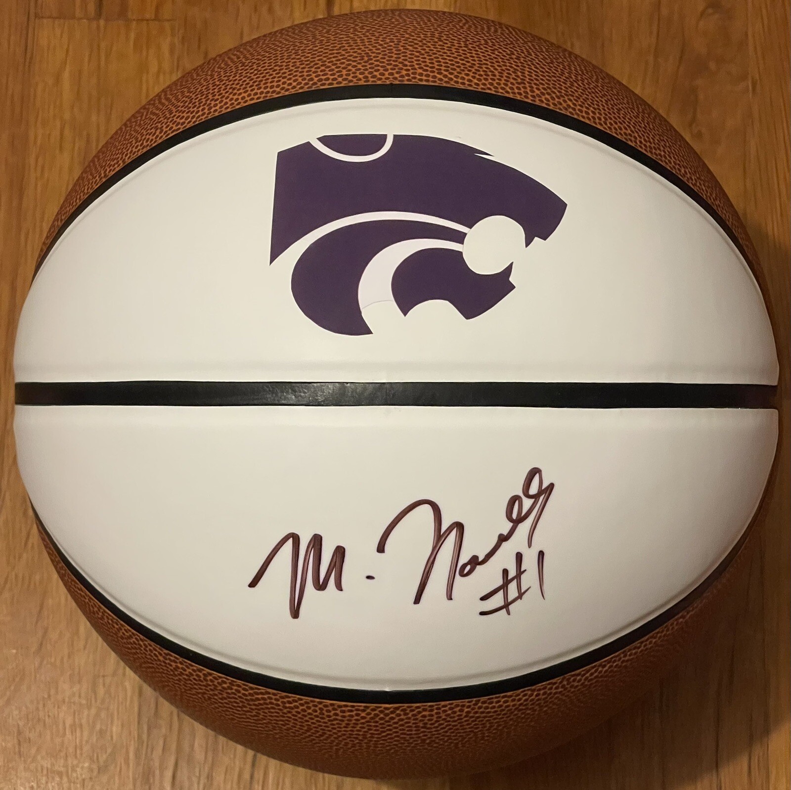 Markquis Nowell Signed Autographed Kansas State Wildcats Logo Basketball PSA/DNA