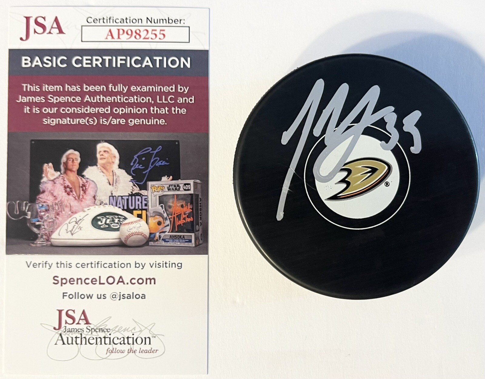 Jakob Silfverberg Signed Autographed Anaheim Ducks Logo Hockey Puck JSA COA