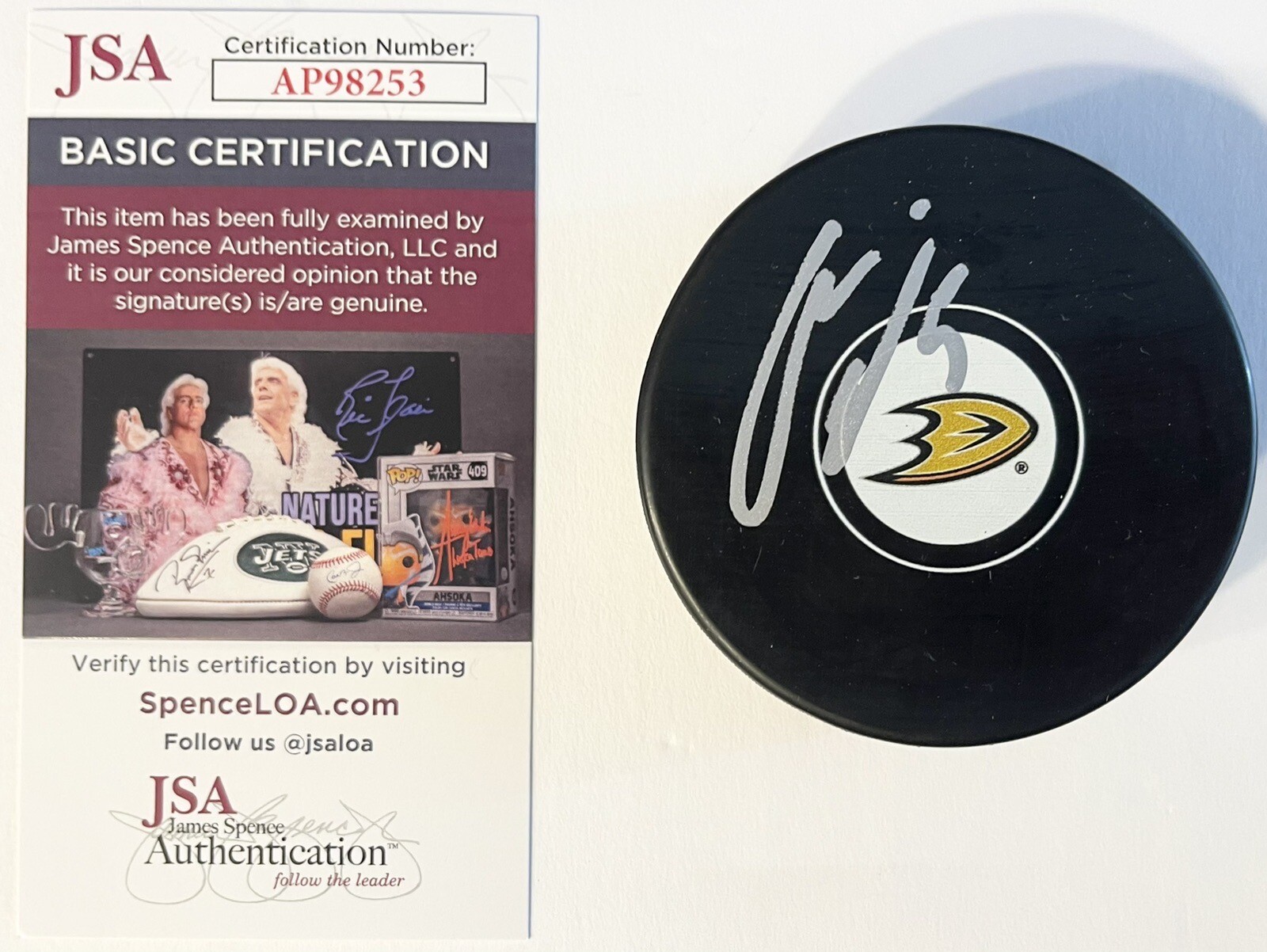 Urho Vaakanainen Signed Autographed Anaheim Ducks Logo Hockey Puck JSA COA