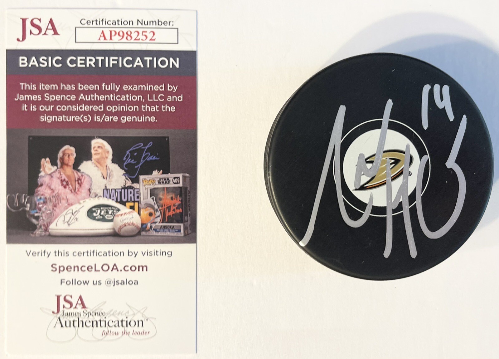 Adam Henrique Signed Autographed Anaheim Ducks Logo Hockey Puck JSA COA