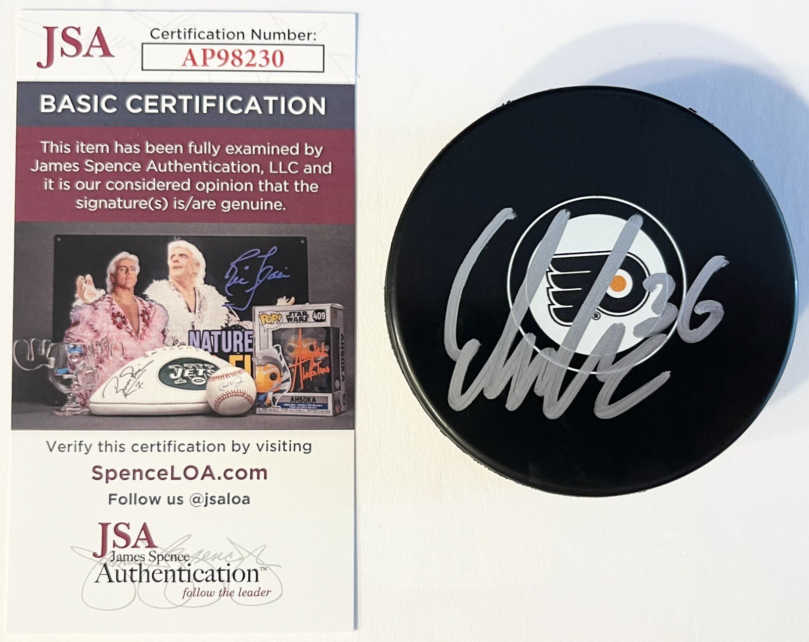 Emil Andrae Signed Autographed Philadelphia Flyers Logo Hockey Puck JSA