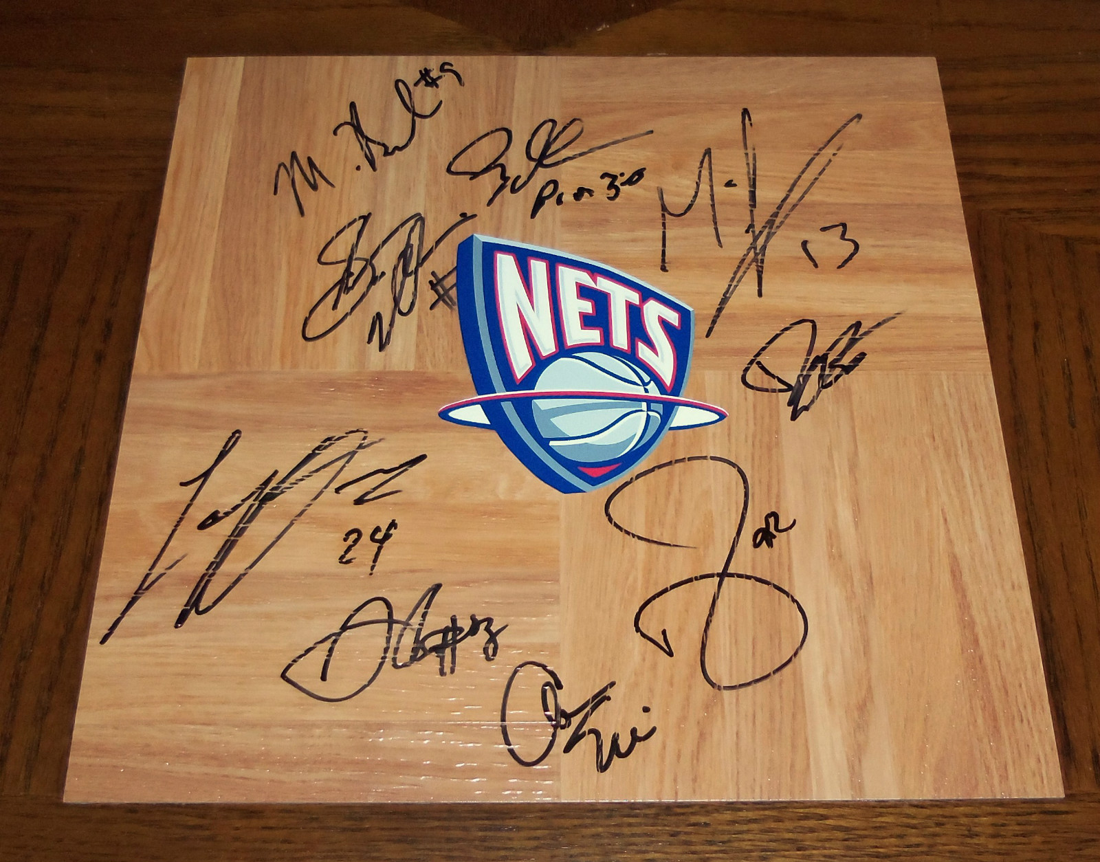 2012 NEW JERSEY NETS Team Signed Autographed Basketball Floor COA PROOF
