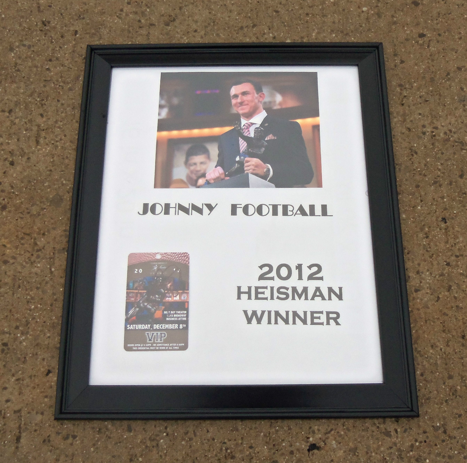 Texas A&M #2 JOHNNY MANZIEL Signed Autographed 2012 HEISMAN PASS TICKET COA
