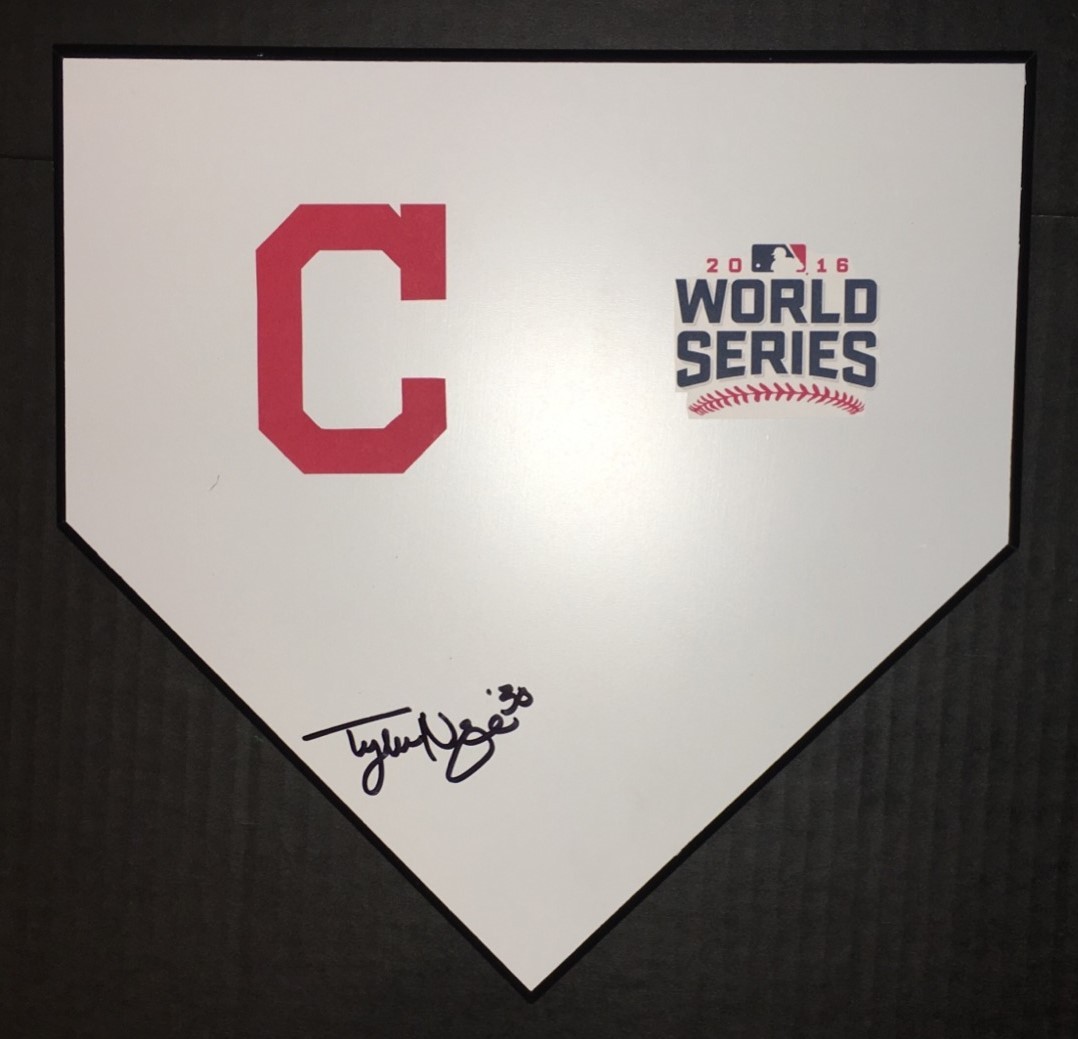2016 World Series TYLER NAQUIN Signed Autographed Indians Baseball Base COA!!
