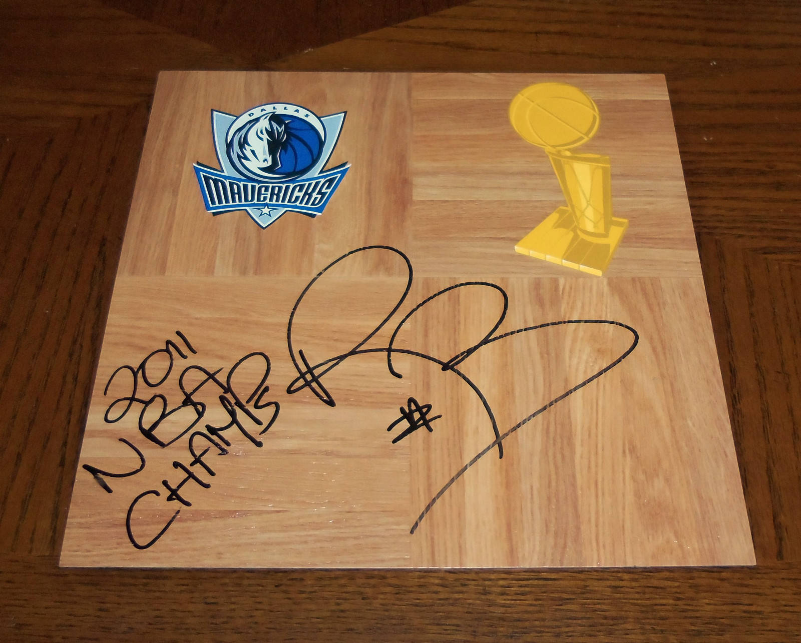 Dallas Mavericks RODRIGUE BEAUBOIS Signed Autographed Basketball Floor COA PROOF
