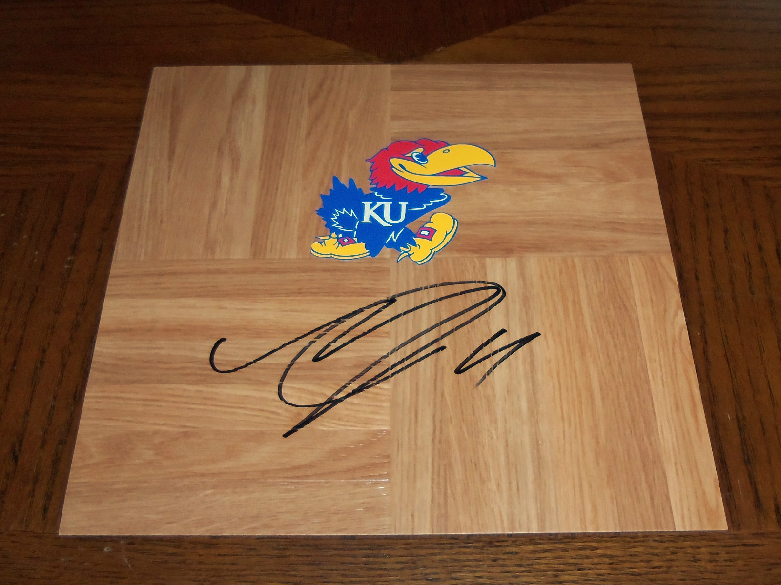 Kansas MARKIEFF MORRIS Signed Autographed Basketball Floor COA! PROOF
